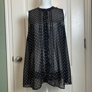 EUC Torrid Sheer Black and Pink Polka Dot Sleevelss Blouse sz 2X